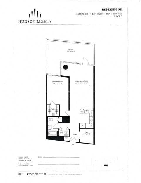 Floor plan for 1 bed, 1 bath, 950 sqft